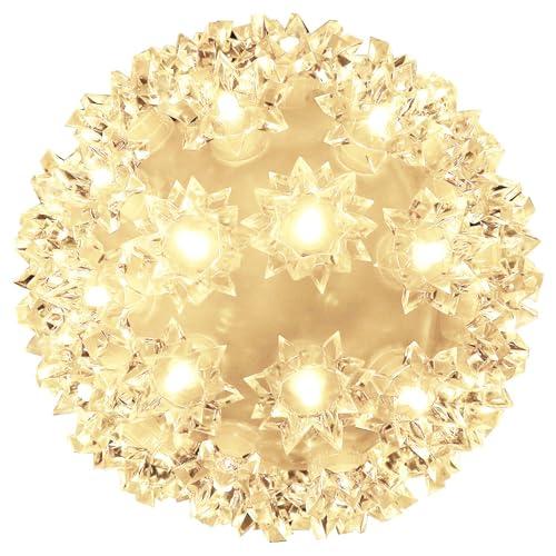 Christmas Lights Ball 7" Sparkling Outdoor Hanging Sphere Lights Twinkling Lights 100 LED Starlight Sphere Soft Twinke Lighted Ball Hanging Lights for Tree Porch Decorations, Warm White - Twinkling