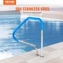 VEVOR Pool Handrail,46 x 37 inch Pool Railing, Stainless Steel (Pre-Built) for Indoor/Outdoor Pools,Swimming Pool Railing for Decks,Rust-Proof Grab Bar with Blue Grip Cover&Accessories for Spas