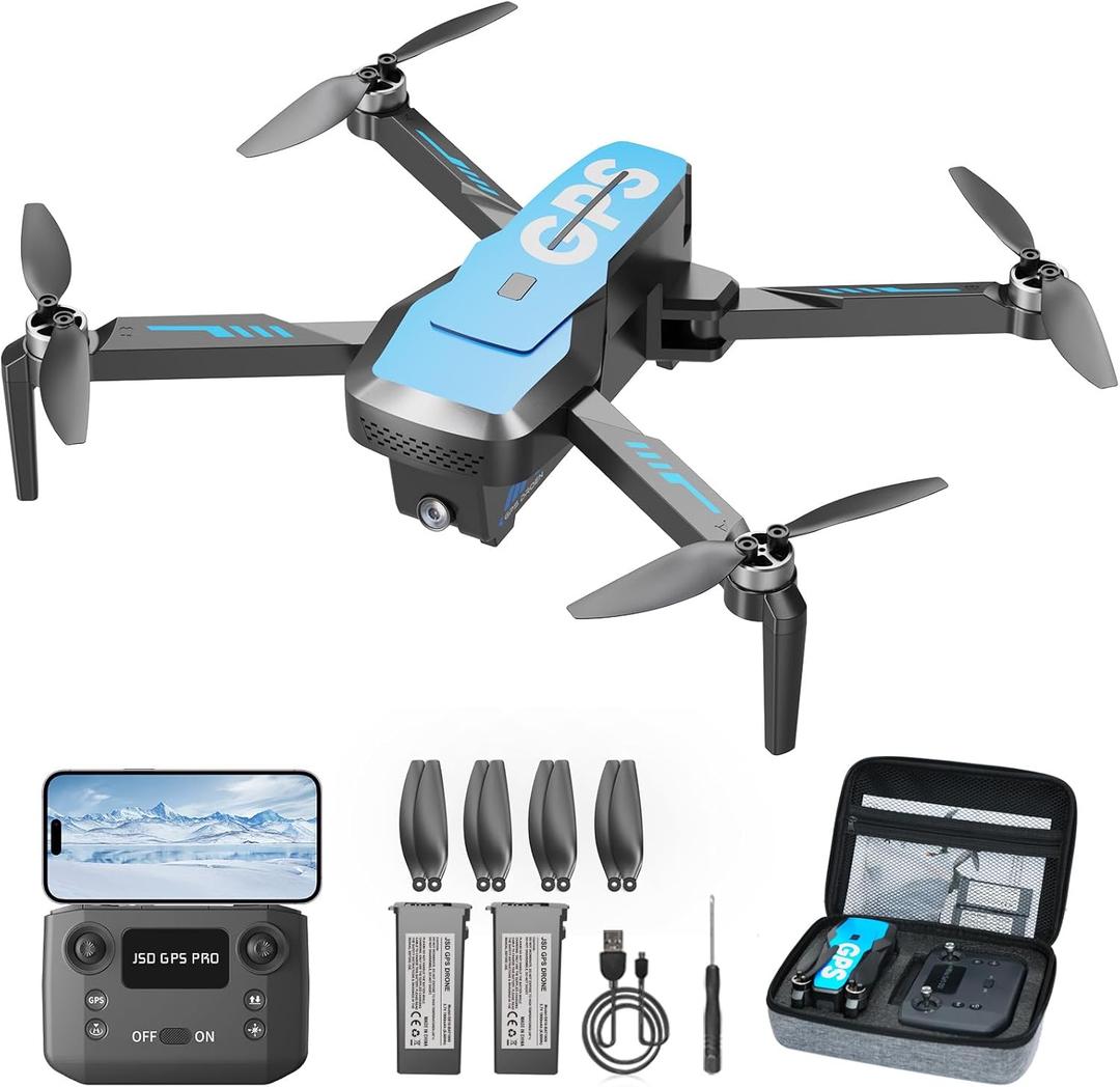 Drones with Camera for Adults 4K - GPS Drone with Auto Return, Brushless Motor, Foldable Mini RC Quadcopter for Kids Beginners with FPV Live Video, Follow Me, 2 Batteries Long Flight Time Under 249g