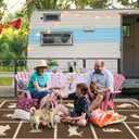 FXW Camping Rug, 10' x 14' Large Waterproof Portable RV Mat, Easy-to-Clean Straw Plastic Mat for Outdoor, Patio, Backyard, Deck, Picnic, Beach, Trailer, Brown & Beige