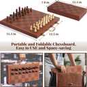 Magnetic Chess Set 15.5 Inch Chess Boards for Adults & Kids, Leather & Wooden Folding Board with Handmade Wood Pieces, Travel Chess Sets Game with Portable Handle for Beginners Professionals