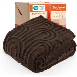 Bedsure GentleSoft Twin Blanket for Bed - Cozy Soft Blankets for Women, Cute Small Fleece Throws for Girls, Graduation Decorations Gift for Her Him School Dorm, Dark Brown, 60x80 Inches