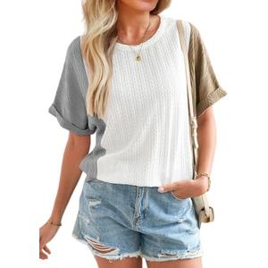 SHEWIN Womens Tops Short Sleeve Shirts Oversized Tshirts Casual Summer Tops S
