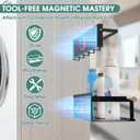 POLRAI 4 Pack Magnetic Shelves for Washing Machine Magnetic Shelf for Fridge Powerful Magnetic Shelves and Magnetic Hook for Laundry Room Kitchen Bathroom Organization