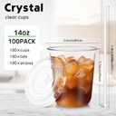 Ziliny 100 Set Clear Plastic Cups with Lids and Straws, Disposable Iced Coffee PET Cups for Drinking Cold Beverage Juice Parfait Smoothie Milkshake Coffee Shops Party Supplies (14 oz)