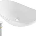 VEVOR Oval Vessel Sink with Bathroom Sink Drain, 23.3" x 14.2" Bathroom Vessel Sink Bowl Countertop, White Ceramic Bathroom Sinks Above Counter,Well-Packaged for Bathroom, Hotel, Toilet, RV