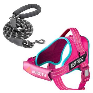 AUROTH Dog Harness and Leash Set, Soft Padded Service Dog Vest with 5.25FT Dog Leash, No Choke, Easy On Pet Vest, Adjustable Reflective No Pull Dog Harness for Large Dogs, Easy Walking and Training, Large