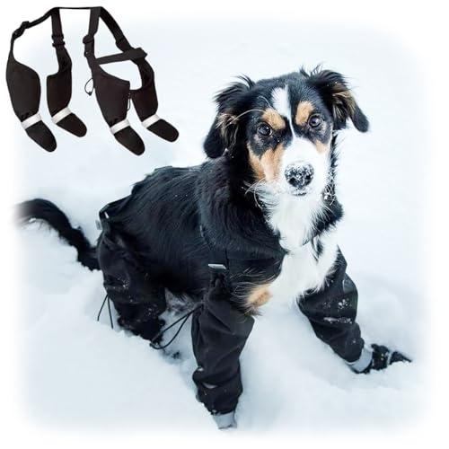 yucca Dog Suspender Booties, Paw Boot Leggings Anti-Slip, Pet Snow Pants with Attached Boots Waterproof, Adjustable Suspender Shoes for Dogs Winter Snow Rain Hiking Paws Protector, Size S