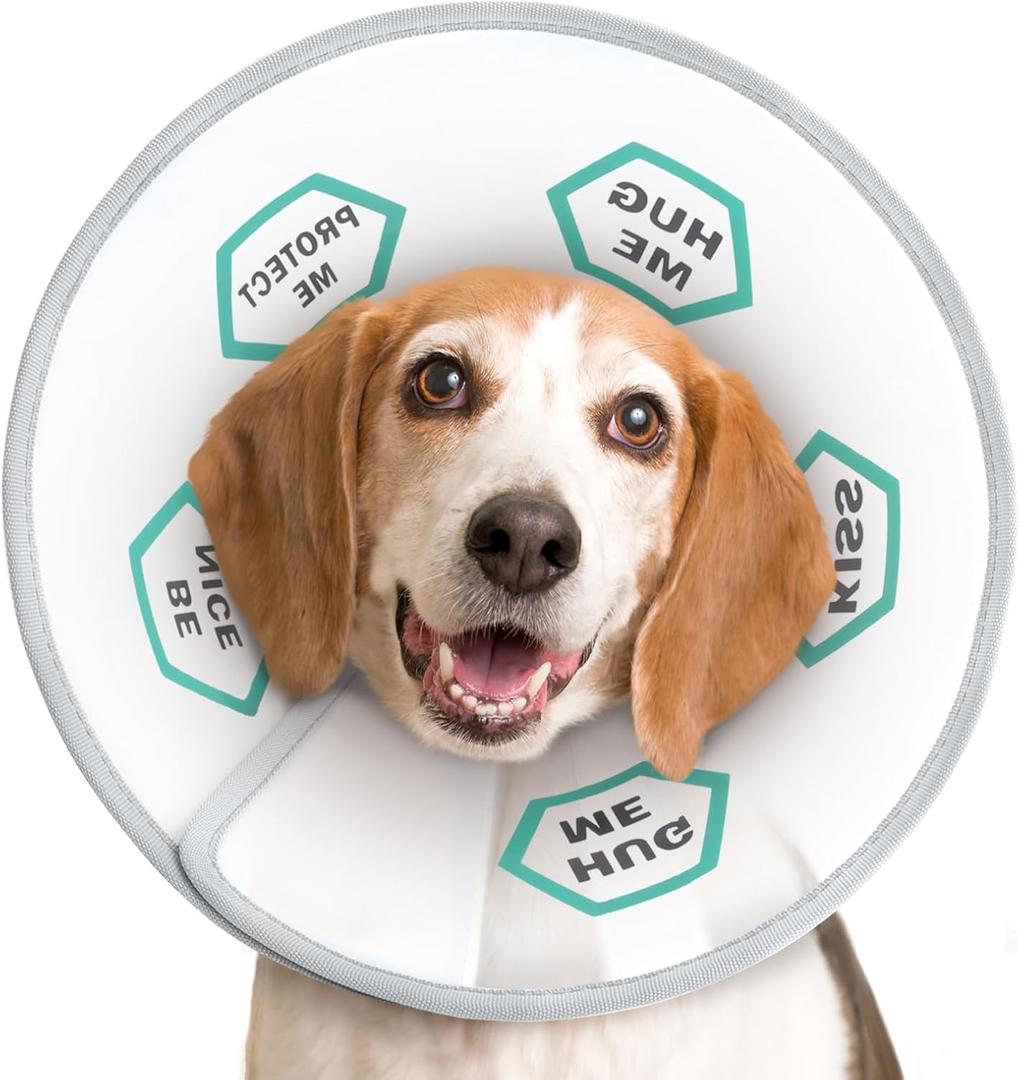 Supet Dog Cone Collar After Surgery to Stop Licking: Adjustable Recovery Elizabeth Collar Alternative for Large Medium Small Dogs, Plastic Pet Head Neck Cone (L) (L(Neck: 14.0~17.5"), Green)
