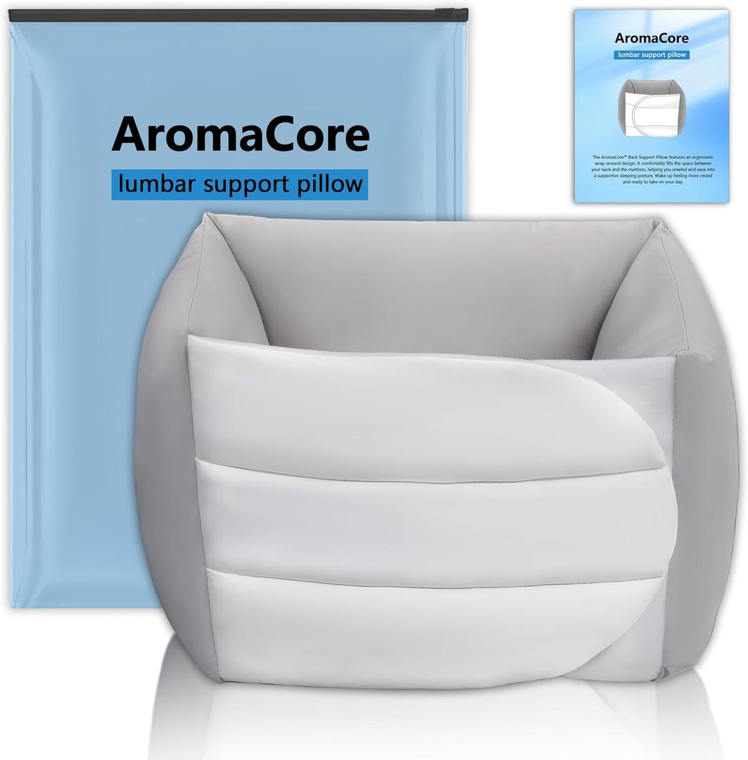 Lumbar Support Pillow,Adjustablearomacore Spinal Support,Spinal Recovery System,Sleeping Back Support for Sleep with 360 Ergonomic Design & Breathable Cotton Fabric. (XL)