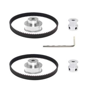 2 x 2Kit 2GT Synchronous Wheel 20&40 Teeth 5mm Bore Aluminum Timing Pulley with 2pcs Length 200mm Width 6mm Belt (20-40T-5B-6)