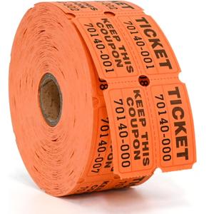 L LIKED Raffle Tickets Double Rolls 1000 Per Roll 50/55 Raffle Tickets for Events,Carnivals, Entry, Class Reward, Prizes(Orange)