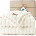 Bedsure 3D Fleece Bubble Blanket - GentleSoft White King Blanket for Bed Sofa Room Decor - Luxury Soft Cozy Gifts for Women, Lightweight, All Seasons, Off White, 108"90"