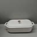 Stoneware Casserole With Lid - Rectangular Pan with Lid - Covered Stoneware Cookware Pans Stone Set - Freezer & Oven Safe Stone Bakeware for Baking, Lasagna, and Other Baked Dish, and Food Deep