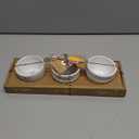 Mud Pie Circa Condiment Set, dip 2" x 3" dia | toothpick 3 1/2", WHITE