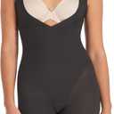 Maidenform Women's Shapewear Tummy Control Wear Your Own Bra, Open Bust Thigh Slimmer Bodysuit, Firm Body Shaper, Small, Black