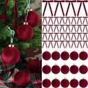 51 Pcs Christmas Burgundy Velvet Ornaments 15 Pcs Christmas Tree Decor Balls 3.14" 36 Pcs Velvet Vintage Ribbon Bows 5/8" Wide 6 * 8" for Xmas Tree Hanging Decorations Home Indoor Decor (Red)