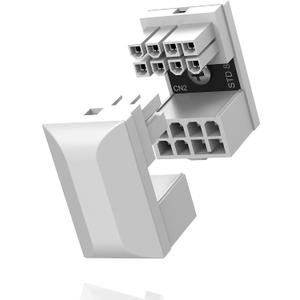 EZDIY-FAB GPU VGA PCIe 8 Pin U Turn 180 Degree Angle Connector Power Adapter Board for Desktop Graphics Card-Standard Type 2-Pack White