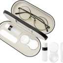 Eyeglass Case Double Sided Travel Size Cute Portable Contact Lens Box 2 in 1 Multifunction With Tool for Daily Outdoor Office, Black