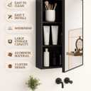 ANTIS'S HOME Medicine Cabinet, Non-recessed Matte Black Aluminum Bathroom Mirror with Storage, 16 x 24 inch Mirror Cabinet Wall Mounted Storage Cabinet, Rectangle Modern Vanity Cabinets, 15.74" x 23.62" x 4.96"