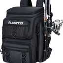 PLUSINNO Fishing Backpack With Rod Holder, 42L Water-Resistant Fishing Gear Tackle Box Backpack, Fishing Tackle Bag For Men