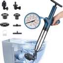 Powerful Toilet Plunger, Air Drain Blaster Stainless Steel,Drain Cleaner Plunge Blaster with Pressure Gauge, Multi Attachment Suitable for Bathroom,Floor Drain,Sewer,Kitchen Clogged (Sapphire Blue)
