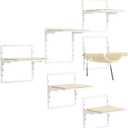 PawHut Cat Shelves for Indoor Kittens, Modern 6Pc Cat Wall Furniture with Adjustable Height Jumping Platforms and Hammock, Cream White