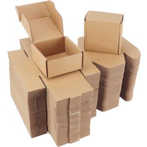 PHAREGE 4x4x2 inch Shipping Boxes Bulk 100 Pack Brown, Tab Lock Tuck Top Mailer Boxes for Packaging Small Business, Small Cardboard Gift Boxes for Wrapping Mailing Present