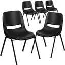 Flash Furniture HERCULES Series 440 lb. Capacity Kid's Black Ergonomic Shell Stack Chair with Black Frame and 14" Seat Height (Pack of 5)