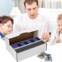 6 Set Trading Card Storage Box, 1600 Count Cardboard Storage Boxes Holds with 2 Row Sorting Tray, Bulk Sports Graded Card Storage Boxes Card Holders Organizer for Storing Organizing Supplies