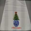 OTOUO Chinoiserie Christmas Kitchen Towels, Blue and White Chinoiserie Decor Christmas Tree Hand Towels, Coquette Red Bow Christmas Dish Towels Tea Towels, Grandmillennial Home Decor, 16x24 Inch Pack of 2