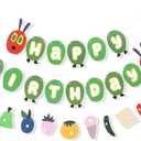 Hungry Caterpillar Happy Birthday Banner - Caterpillar Themed Birthday Party Decorations,Hungry Caterpillar Birthday Fruit Garland,Cake Smash Party Decor. Photo Props