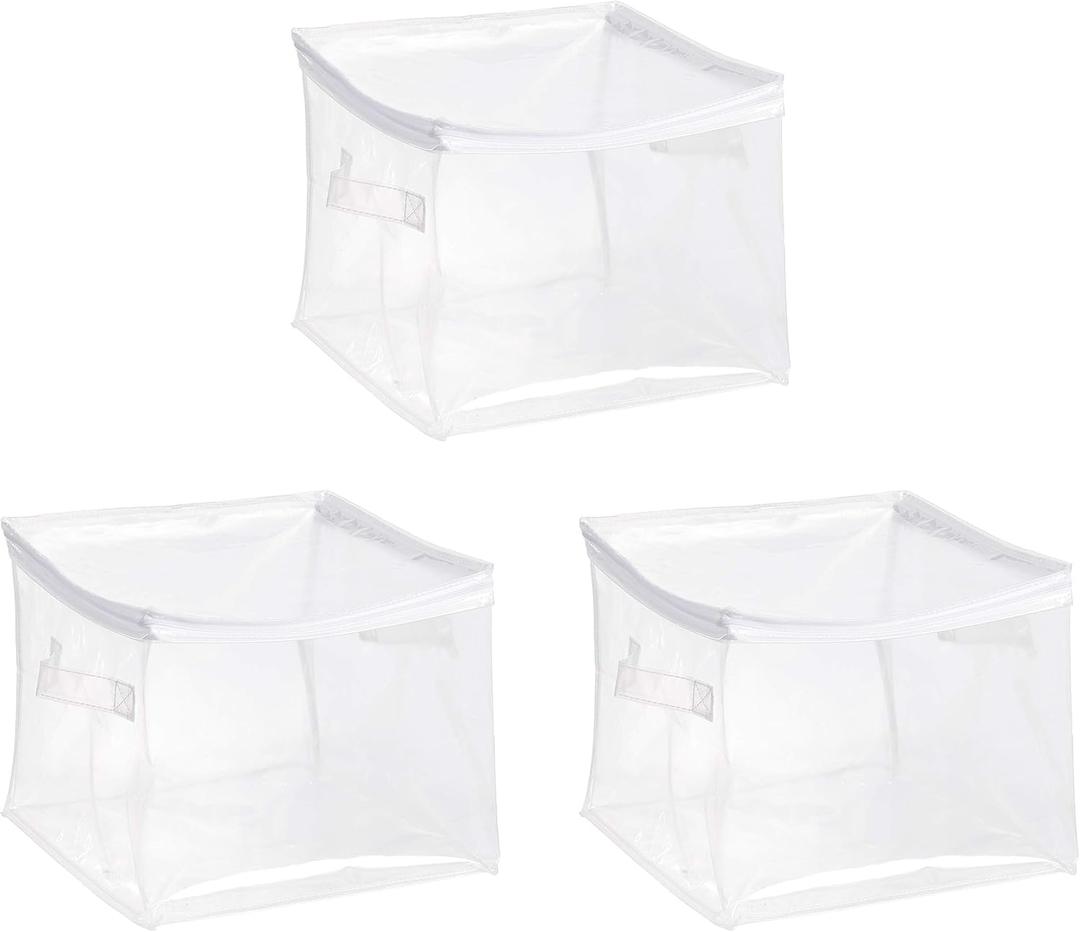 Amazon Basics Clear Zippered Storage Bags for Closet Organization, Stackable Clothing and Linen Storage Containers, 2-Pack