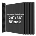 8Pack Plastic Poster Board 24" x 36" Plastic Sheets, Waterproof Coroplast Sheets, 4mm Thick Blank Board Yard Signs for Lawn, Open House, Birthday, Crafts, Black