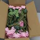 Hananona 50 Artificial Roses in Bulk, Fake Silk Pink Roses Realistic Roses for Wedding Centerpieces Flower Arrangement Home Decor (50, Pink)