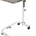 KMINA - Overbed Table with Wheels Adjustable Height, Tilt Top Bedside for Home Use, Medical (Wood)