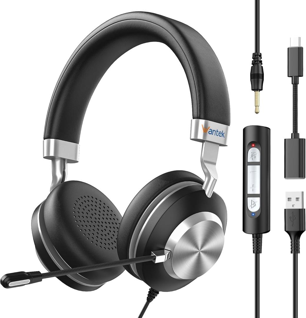 Headset wtih Mic, USB Headset with Microphone for PC, Computer Headset with Noise Canceling Microphone with Mute for Work Home Office Online Skype Zoom Meetings (USB & 3.5mm -882M) Headset wtih Mic, USB Headset with Microphone for PC, Computer Headset with Noise Canceling Microphone with Mute for Work Home Office Online Skype Zoom Meetings (USB & 3.5mm -882M)