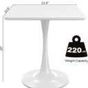 White Square Tulip Table for 2 Person, 24 Inch Small Dining Table with Pedestal Base for Two, Mid Century Modern Tulip Tables for Kitchen, Living Room, Cafe, Coffee, Office, Bistro, Pub, Bar, Wood Top