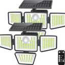 daphino 3000LM Solar Lights Outdoor with Motion Sensor,4 Head 270 Wide Angle Street Area Lights,IP65 Waterproof Security Lighting with 3 Modes(Remote,2 Pcs)