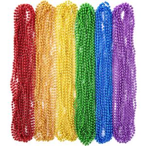 50PCS Pride Stuff, Gay Pride Beads Accessories, 6 Kinds of Metallic Rainbow Beads Necklace Bulk, LGBTQ Pride Necklace for Women Men, Costumes Decor for Pride Month Parade Throws Party Favors
