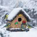 CEDAR ALPHA 2026 Seeded Birdhouse for Outdoor, Seeded Birdhouse for Outside, Wood Seeded Bird House Covered with birdseeds, Birdseeded Bird Feeders for Outside Hanging