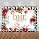 Fitumiw Wonderland 1st Birthday Backdrop 10x7ft Tea Party Onederland Happy First Bday Background Party Decorations for Kids Fairy Tale Birthday Banner Photo Booth Props