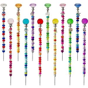 320 Pcs Beadable Items - DIY 10&12 Inch Fairy Wand Beaded Garden Stakes Decorative Kit, Fairy Garden Accessories Outdoor Kit for Different Festivals (Burst)