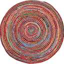 6' Round Handwoven Jute Chindi Area Rug - Boho Rugs for Living Room - Hand Braided Multicolor Round Rugs 6ft Colorful for Farmhouse, Bedroom, Dining Room, Classroom, Hallway, Kitchen