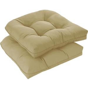 downluxe Outdoor Chair Cushions Set of 2 for Patio Furniture, Waterproof Tufted Overstuffed Patio Furniture Cushions, Memory Foam Outdoor Seat Cushion, 19" X 19" X 5", Khaki, 2 Count