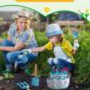 Kids Gardening Set Toys, Quality Garden Tool Kit for Kids and Toddlers, Includes Two Shovels, Garden hat,Rake, Apron,Gloves, Watering Can, and Tool Bag (Blue)