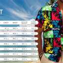 Barry.Wang Men's Hawaiian Floral Shirts Casual Tropical Beach Short Sleeve Funky Aloha Shirt Summer Holiday Vacation Party (Medium, Black and Red Splice)