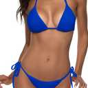 Women Two Piece Swimsuit Sexy Swimwear Halter String Triangle Bikini Sets (Small, Royal Blue)