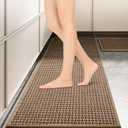 Kitchen Mat 2 PCS Cushioned Anti Fatigue Kitchen Mat for Floor, Non Slip Absorbent Kitchen Runner Rugs Machine Washable Comfort Standing Mats for Floor, Kitchen Sink Office Laundry, Brown