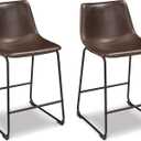 Signature Design by Ashley Counter Height Bar Stools, Set of 2, Brown
Mid-century modern bucket seat, Combination of leather and faux leather, Metal frame, Centiar Series